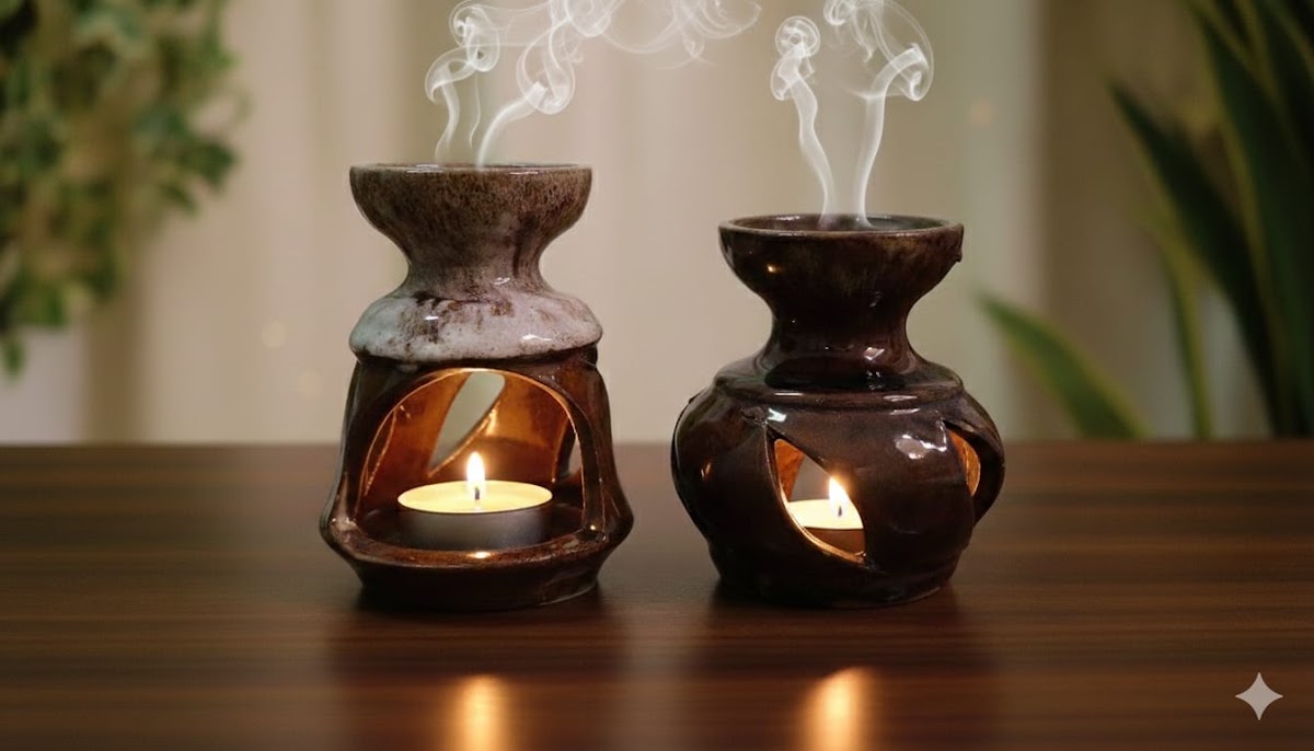 مبخرة فخار بالشمعة - حمزة العطار